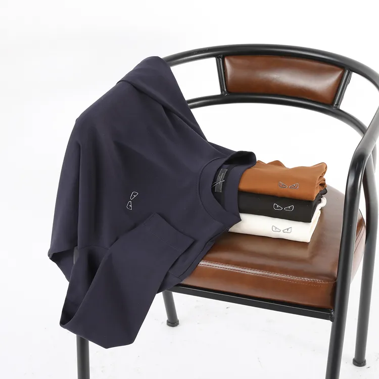 【专柜正品】NIKAILUN 秋季新款男士休闲薄绒长袖T恤刺绣内搭打底衫