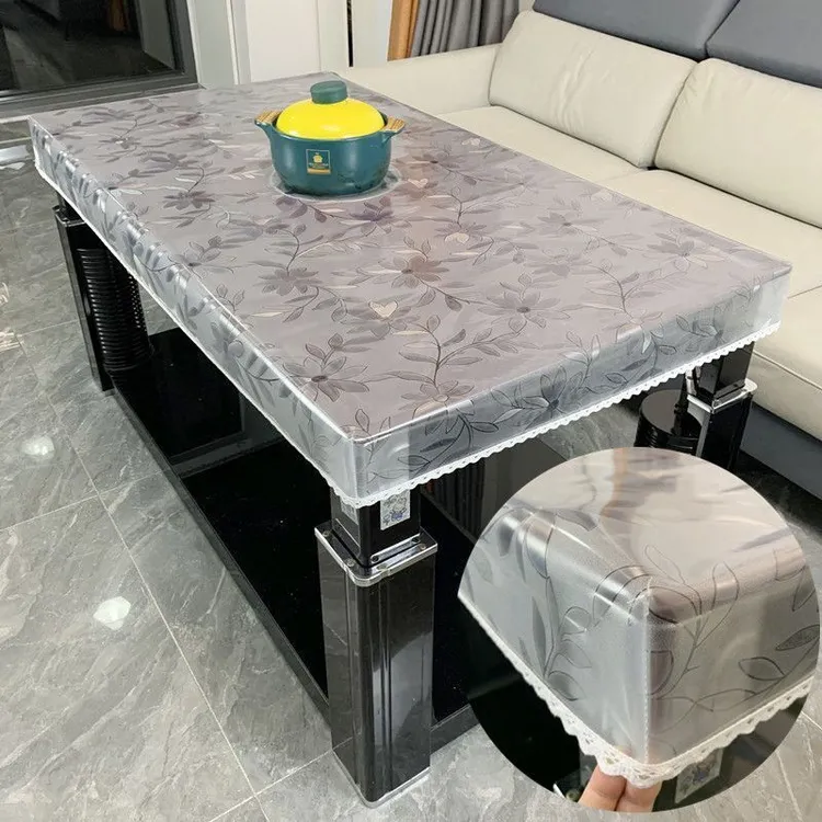 透明防水防油防火防烫家用免洗可擦易打理长方形烤火桌罩无味环保
