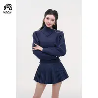 毛妮LADIEST【链韵蓝调】链条装饰半高领毛衣慵懒针织衫L2408