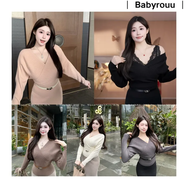 【娇憨美奈子】温与柔气质修身显瘦长袖时髦百搭洋气半裙套装