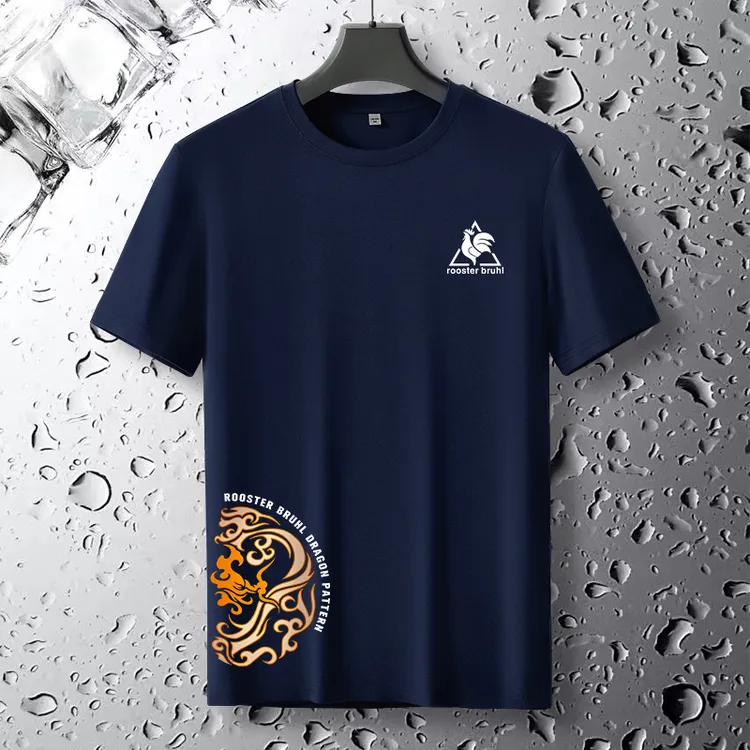 公鸡莫代尔棉冰丝短袖T恤大码休闲运动打底宽松圆领半袖体恤上衣