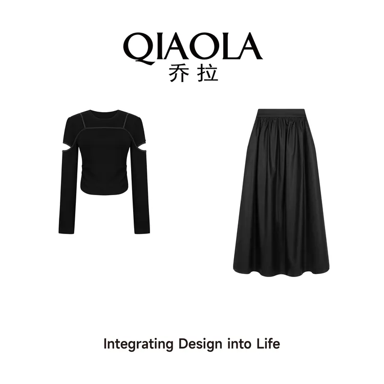 QIAOLA/乔拉【黑骑士】春夏新款针织透气圆领设计时尚百搭套装预售