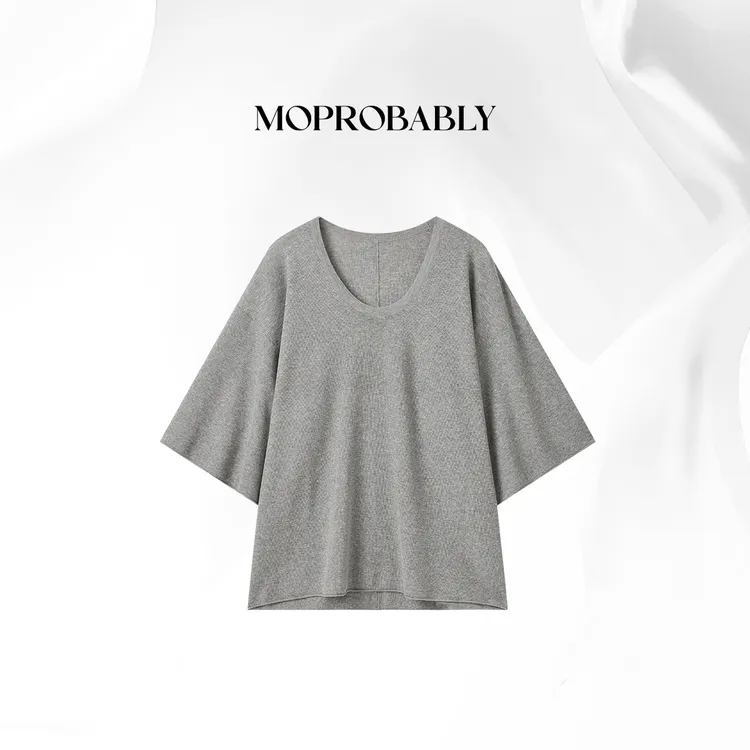 Moprobably贝贝 极简慵懒舒适百搭宽松半袖T恤L5347033