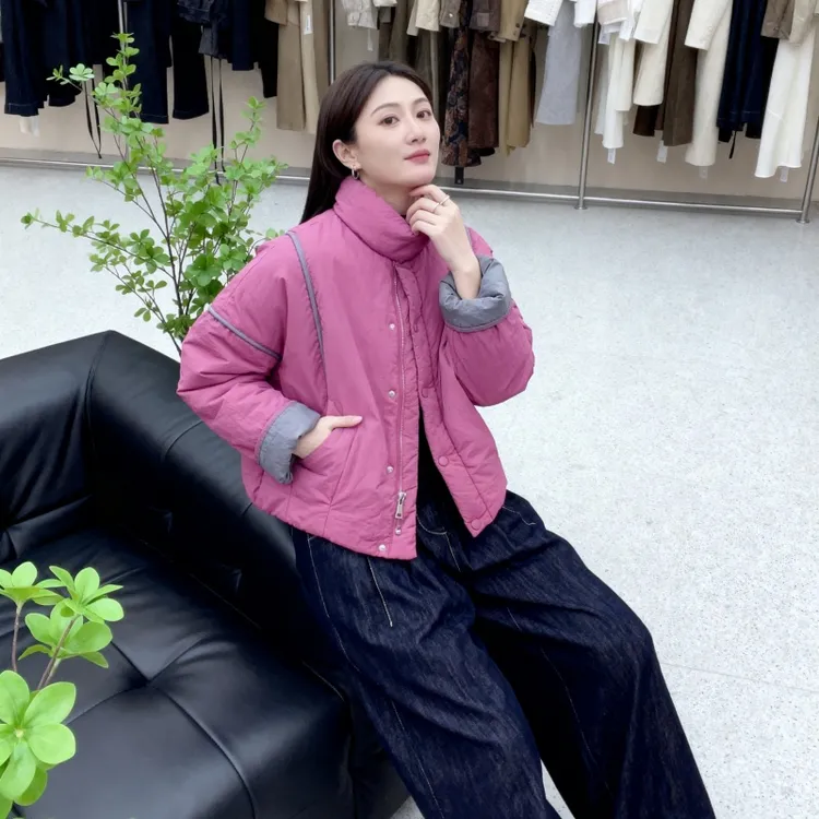 时尚韩版百搭立领短款棉服2026秋冬新款宽松显瘦休闲保暖棉衣外套