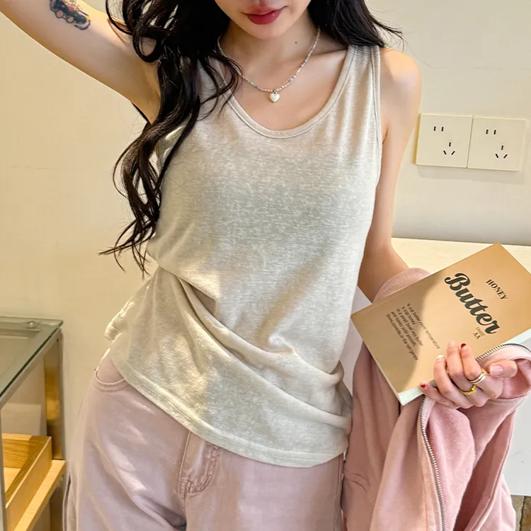 BM风新品棉宽松慵懒风打底吊带背心女通勤内搭这肉无袖工字背心潮