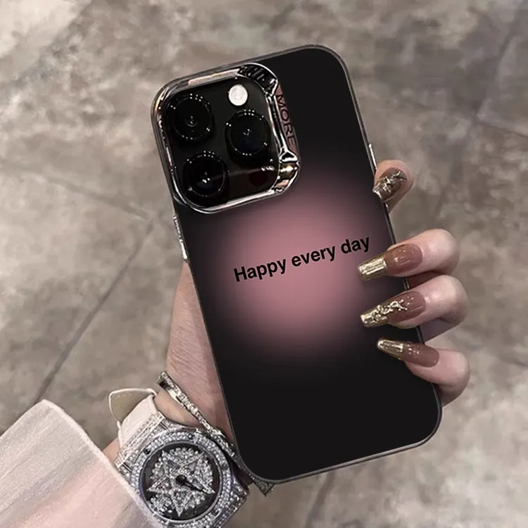 晕染黑粉渐变适用苹果17promax手机壳iphone16pro女时尚高级感15p