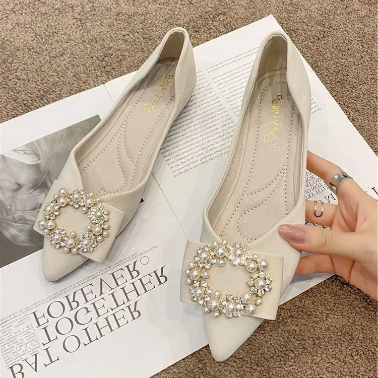 女年春秋一脚蹬奶奶鞋新款尖头女粗跟平底单鞋软底网红韩板百搭鞋