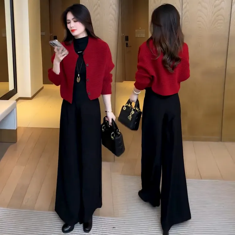 时尚针织衫开衫女2025秋冬新款洋气显瘦宽松蝙蝠袖毛衣外套上衣潮