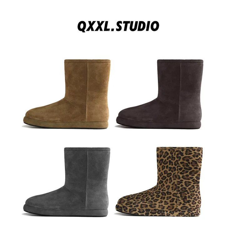 邱小小丽呀 冬季新款复古保暖加厚平底套筒雪地靴