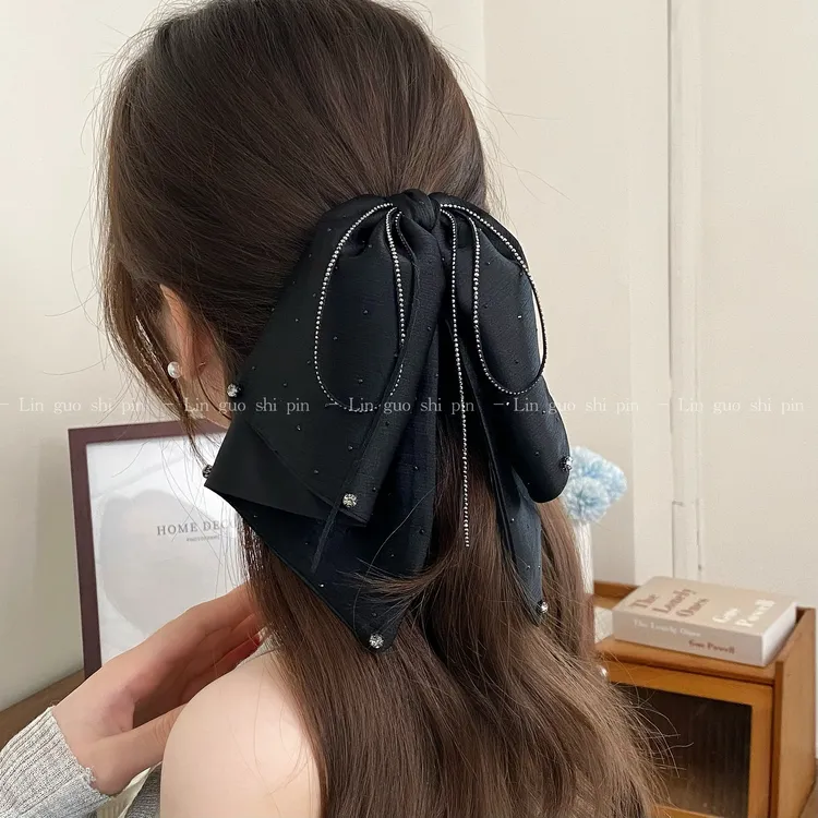 精致百搭高级感时尚蝴蝶结流苏马尾夹女气质抓夹