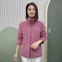 妈妈装秋冬时尚休闲百搭显瘦开衫中老年女装纯色立领夹克外套上衣