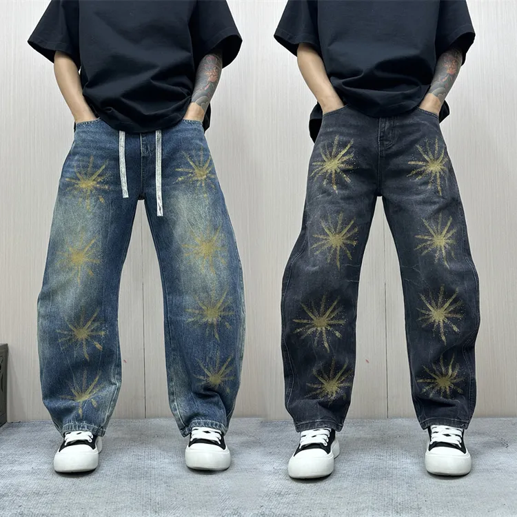 昊Studio冬季新款加绒日系做旧直筒高街潮流复古百搭慵懒感休闲裤