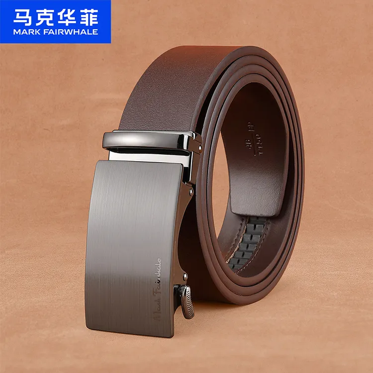 马克华菲皮带男士真皮男款腰带新款商务休闲棕色裤带牛皮官方正品