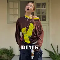 RIMK25AW塑胶小熊手套印花撞色领长袖T恤005