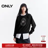 ONLY2025秋季新款字母刺绣圆领宽松落肩长袖卫衣女|12539S007
