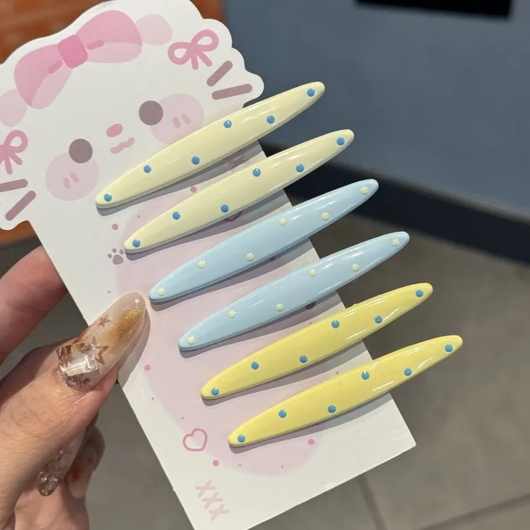 可爱马卡龙波点合金鸭嘴夹多巴胺糖果色少女碎发刘海夹百搭发夹