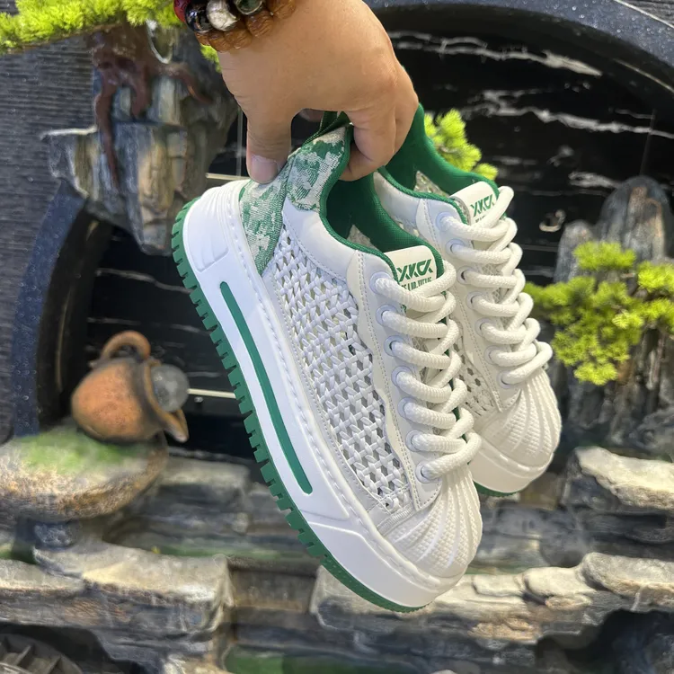 设计师夏季百搭单网时尚休闲鞋厚底夏季编织薄款镂空透气增高潮鞋