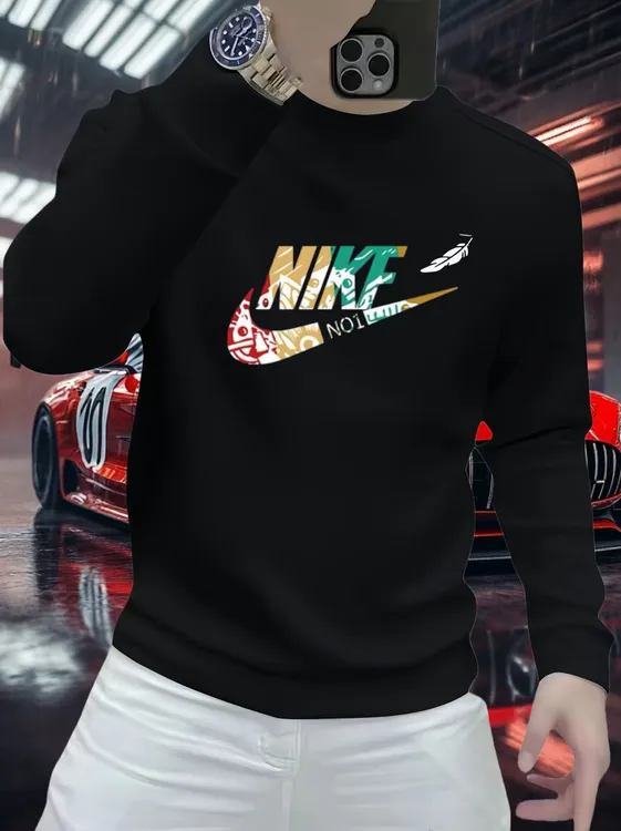 美式重磅百搭长袖卫衣男士休闲个性痞帅时尚圆领上衣修身潮流印花