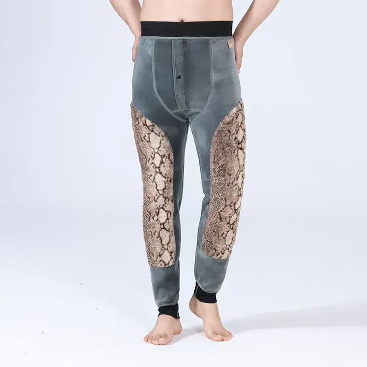 男高腰羊羔绒束脚裤男款针织底裤绒裤保暖保暖裤加厚秋冬