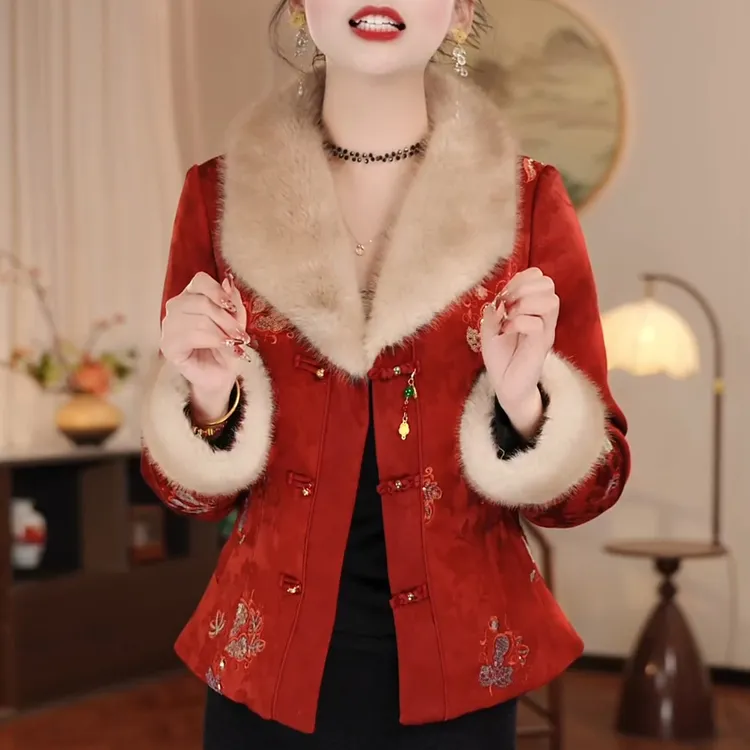 国风气质棉服2025年冬季新款时尚新中式修身减龄气质短款棉衣外套