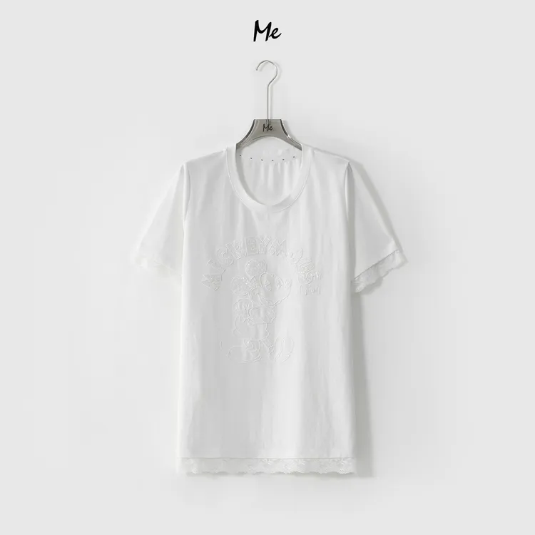 ME【亮片蕾丝米大版T】卡通刺绣显瘦舒适时尚百搭一手长T恤MESS6238