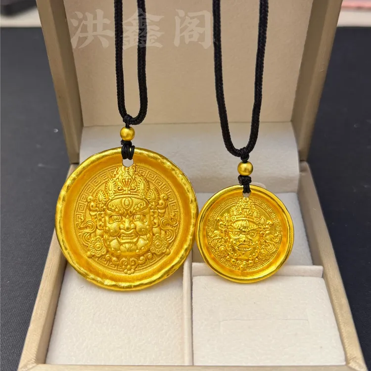 合金吊坠 特大黄财神实心双面雕刻时来运转精美男女轻奢吊坠挂坠