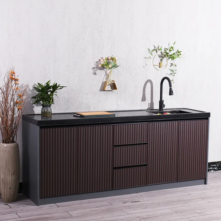 户外庭院洗手盆花岗岩操作台一体柜花园洗菜池储物柜