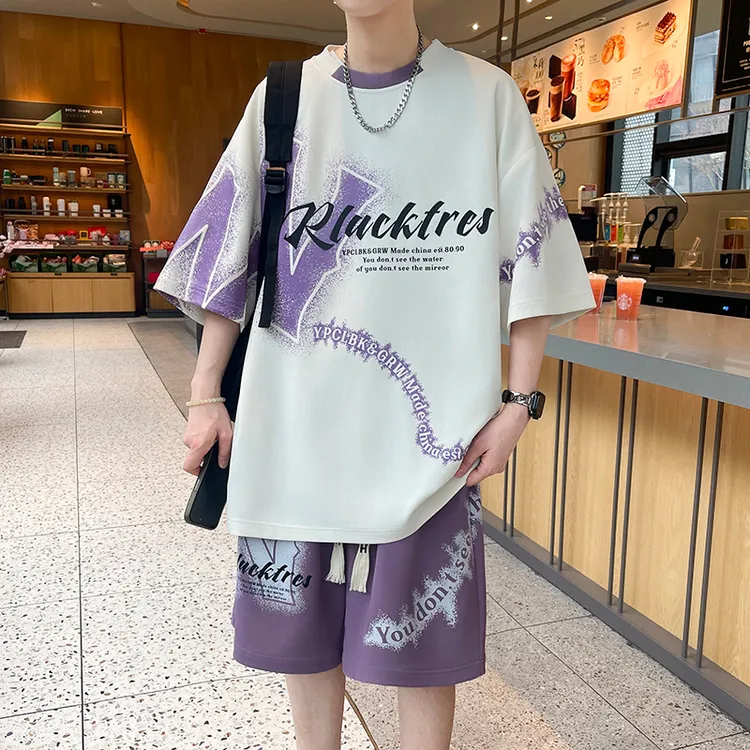 夏季青少年短袖运动套装男潮牌潮流帅气搭配高初中薄款夏装套装