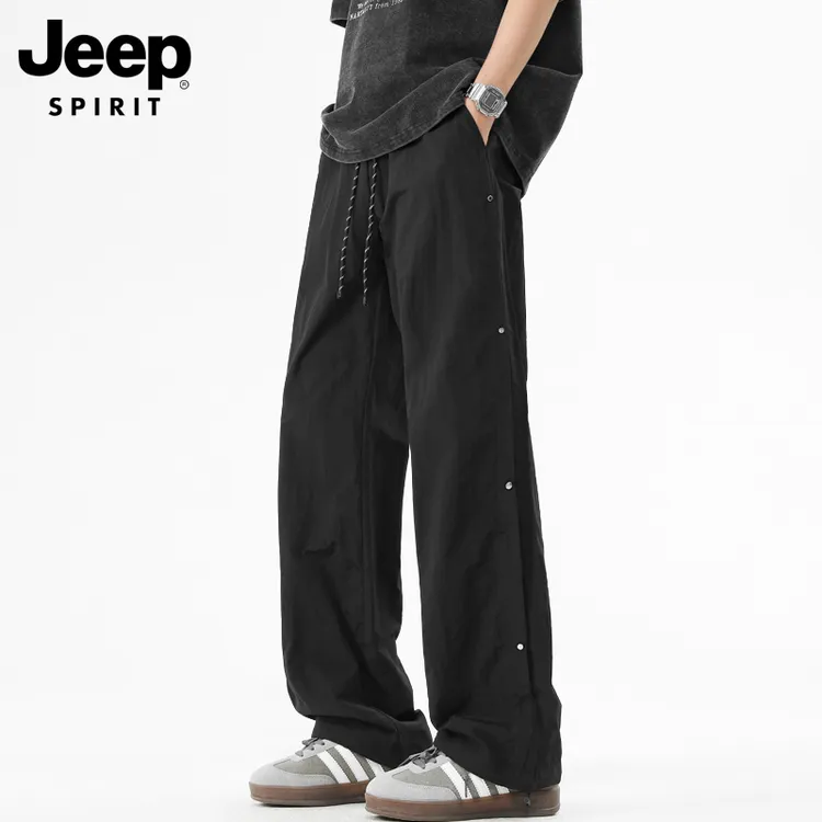 JEEPSPIRIT吉普男士潮牌休闲裤男春夏宽松直筒长裤男款百搭裤子男