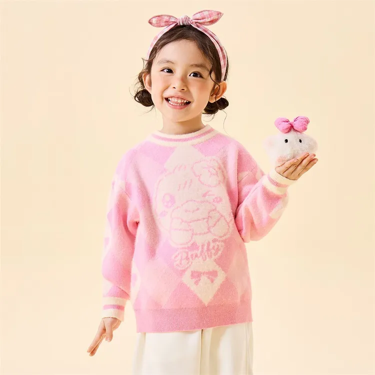 小黄鸭童装女童毛衣女宝女童秋冬新款2025洋气保暖儿童针织衫卫衣