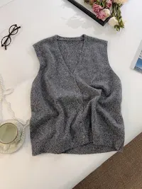 【女王洛克】韩版时尚潮流简约v领针织开衫冬款洋气百搭马夹LK82710