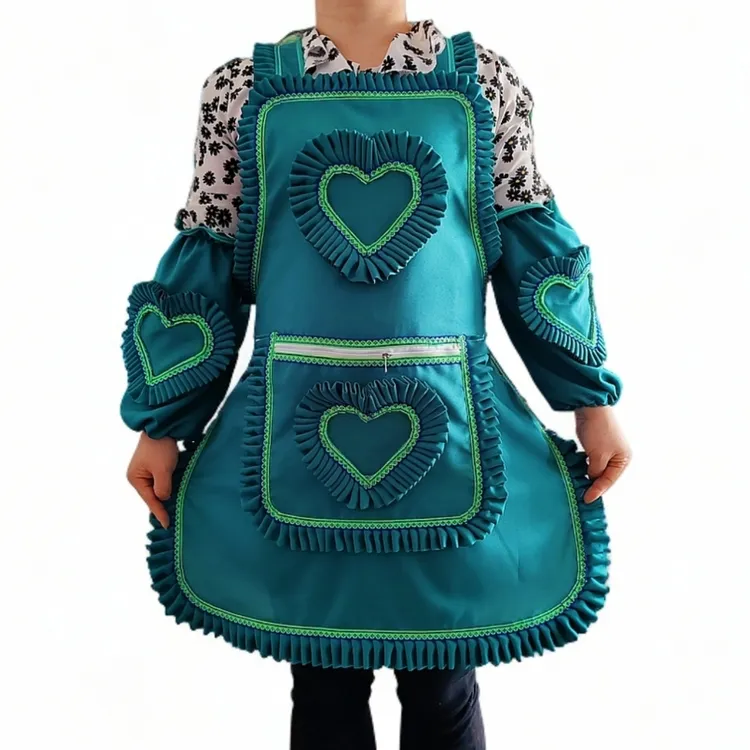 贵州新款花边火爆围裙厨房上班家用时尚成人交叉背带可调节式