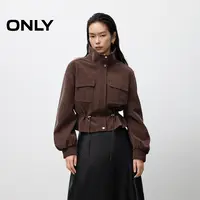 ONLY2025秋季新款工装风口袋短款显瘦直筒PU夹克外套女|1254PU007
