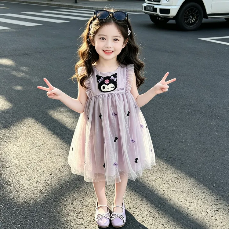 女童连衣裙夏装2026新款儿童库洛米背心网纱裙女宝夏季好看公主裙