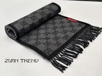 未使用 GUCCI/古驰 GG提花流苏针织绒线围巾男女同款