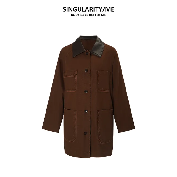 秋季上新Singularity Me 拼绵羊皮绣花夹克工装摩登外套7AQ 7019