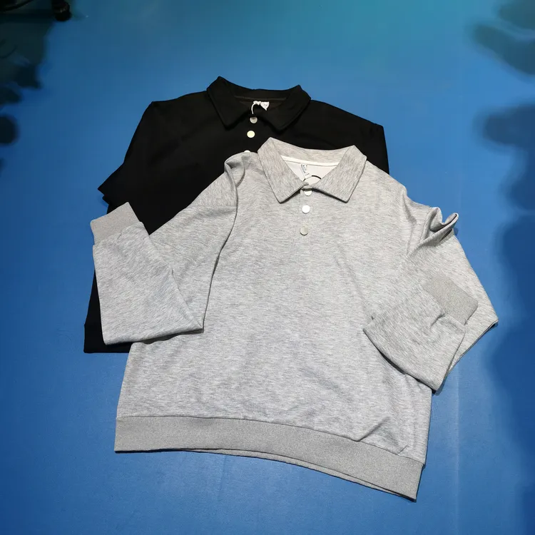 中性风男女套头POLO领常规款宽松型翻领卫衣拼接纯色运动百搭时尚