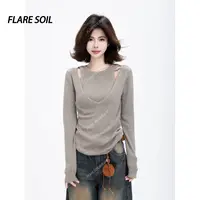 【FLARE SOIL】V领假两件针织罩衫温柔风法式秋装女上衣 T4738A