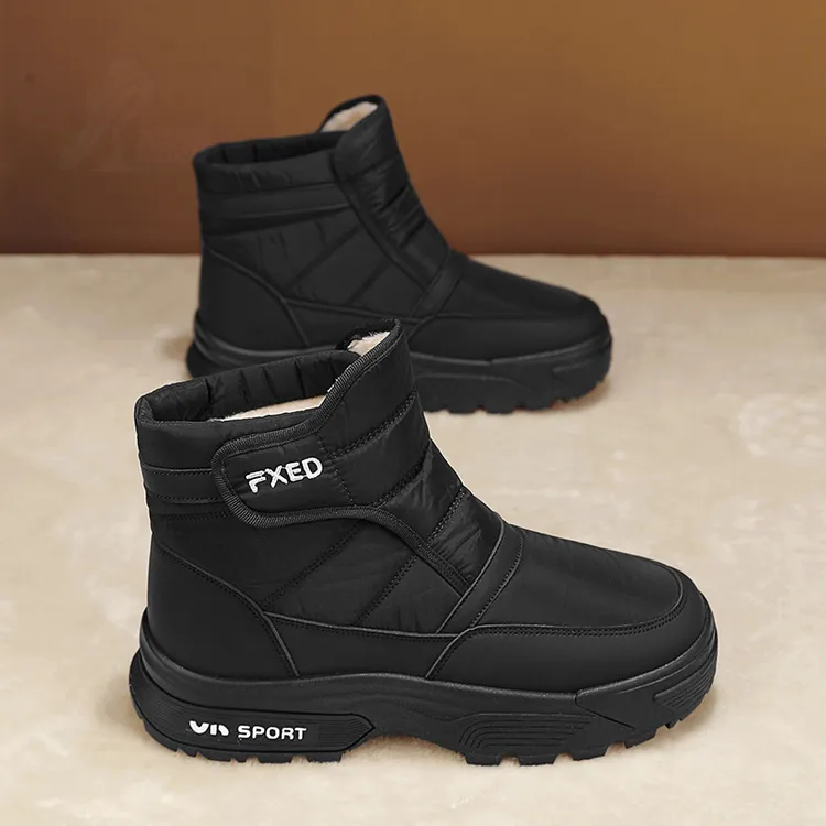 【优惠促销】雪地靴男春季外穿防滑防水百搭棉靴户外加绒保暖面包鞋