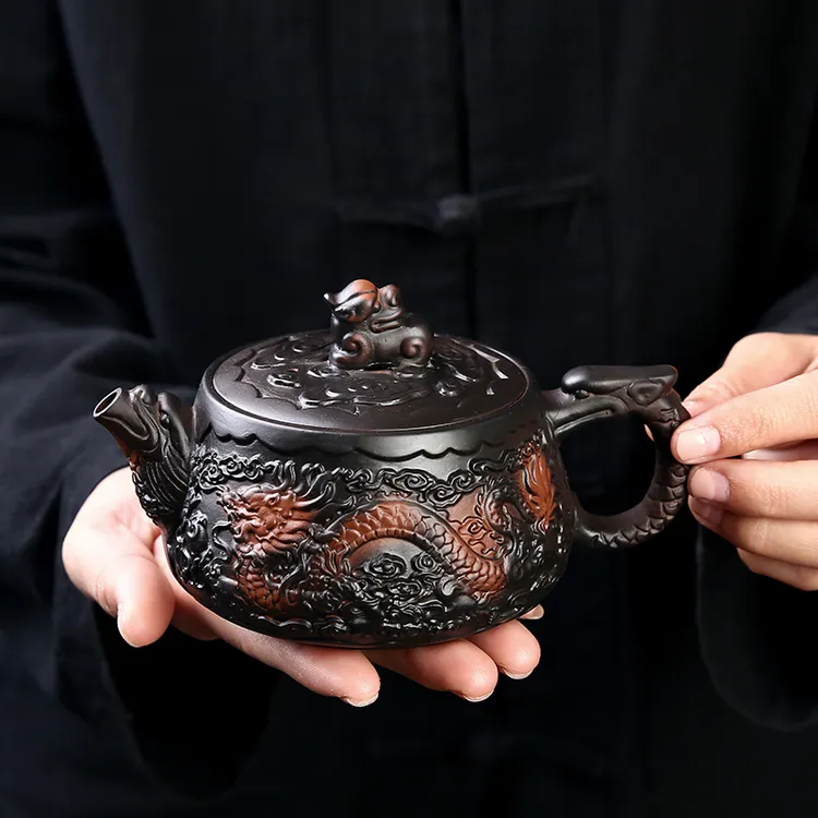 原矿紫陶单个茶壶凤鸣壶汉瓦壶家用茶壶茶具泡茶专用高档断水茶壶