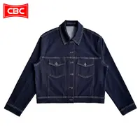 CBC美式丹宁色牛仔外套2025新款水洗翻领百搭拼接不掉色牛仔夹克