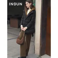 INSUN恩裳专选冬季抽绳系带绵羊毛混纺休闲裤