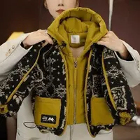 儿童冬季加绒加厚棉衣棉服男女童时尚洋气夹棉假两件保暖外套棉袄