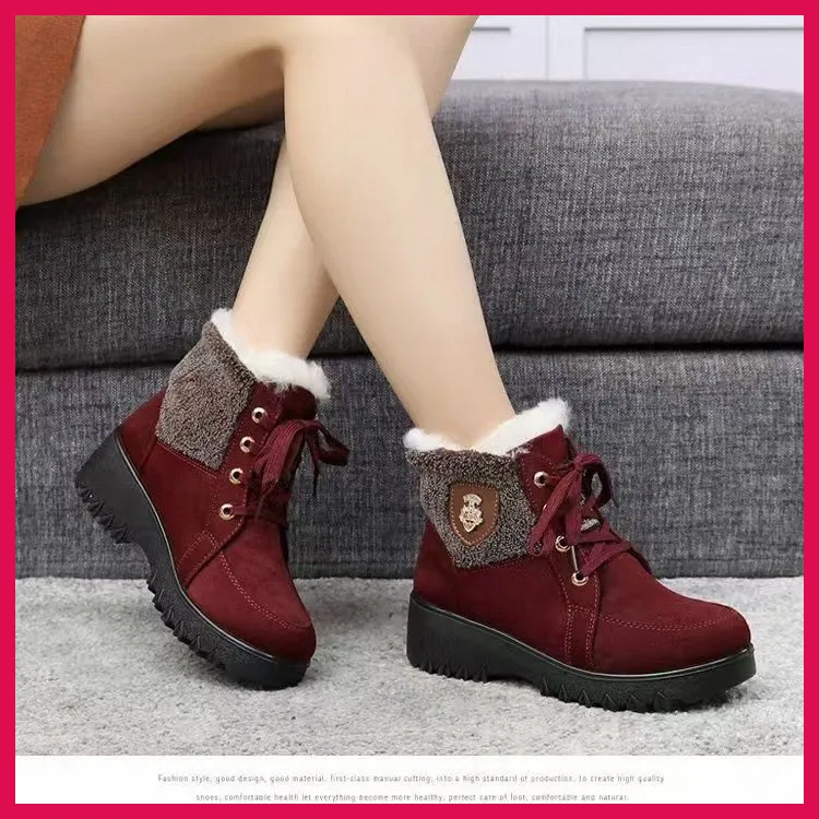 东北冬季加绒保暖户外抗寒加厚雪地靴女老北京布鞋防滑棉鞋