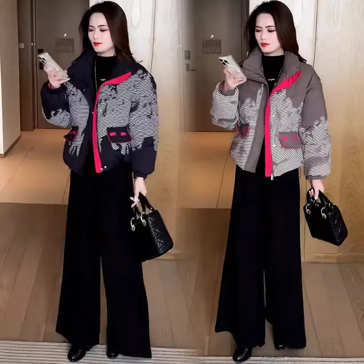 时尚短款羽绒棉服女冬季2024新款洋气显瘦小个子立领保暖棉衣外套