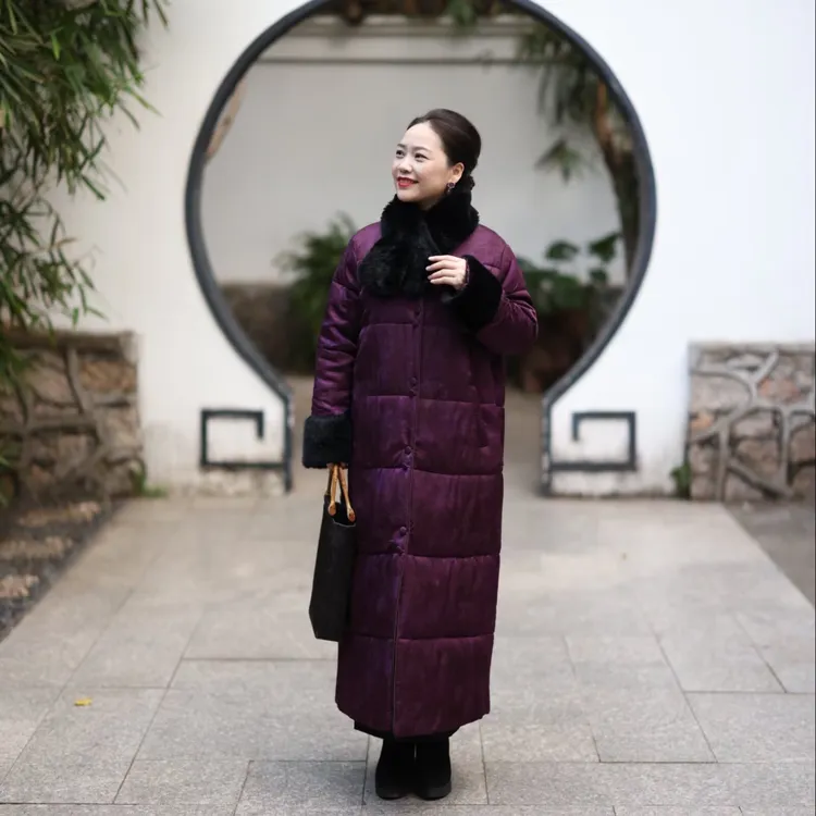 美爱《紫运东来》2025冬季中长款真丝提花高级感国风大衣W494