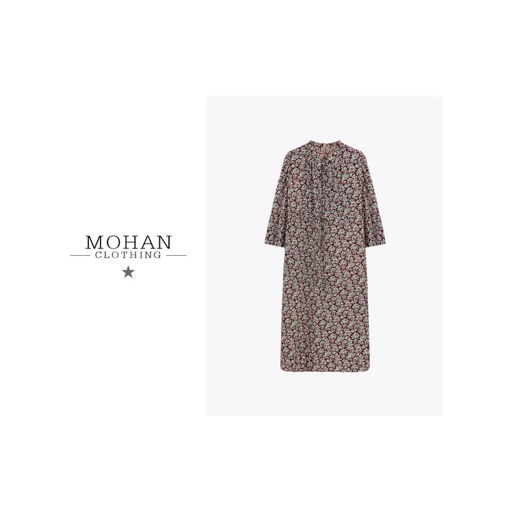 CLOTHING/墨含高奢时尚潮流气质舒适优雅桑蚕丝连衣裙AMF195-1