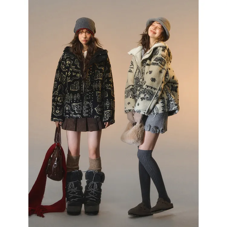 SOMESOWE提花摇粒绒连帽休闲外套