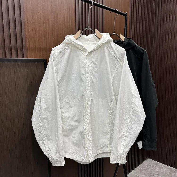 60078巴黎重工水洗男装长袖衬衫 廓形连帽外套设计感小众潮牌衣服