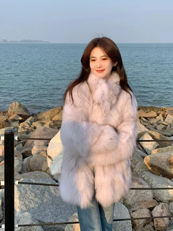 人造皮草 网红韩版2025秋冬新款毛毛外套女中长款毛绒皮草
